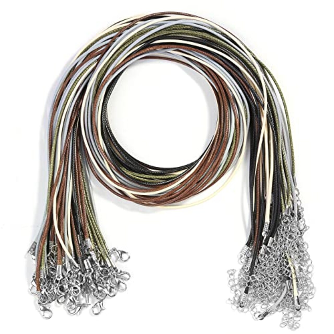 50 Pieces Necklace String Rope with Clasp, 24 Inch Waxed Cotton Cord Necklace Bulk for Charms Pendants, Bracelets, Necklaces, Jewelry Making Supplies and Beading Supplies
